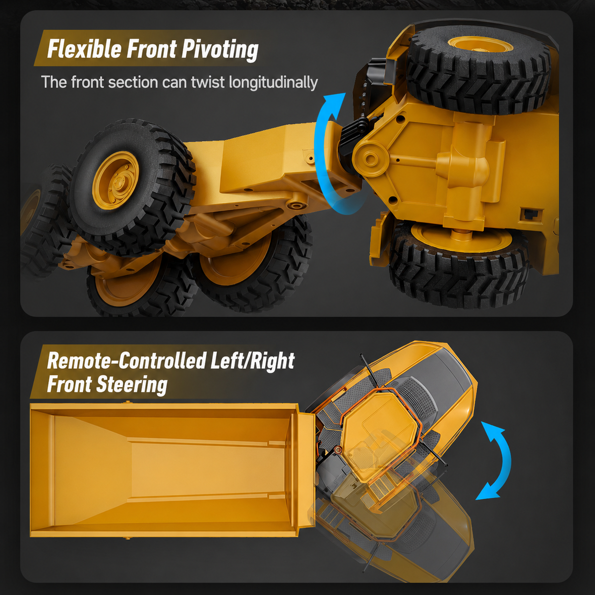 Remote-controlled articulated dump truck
