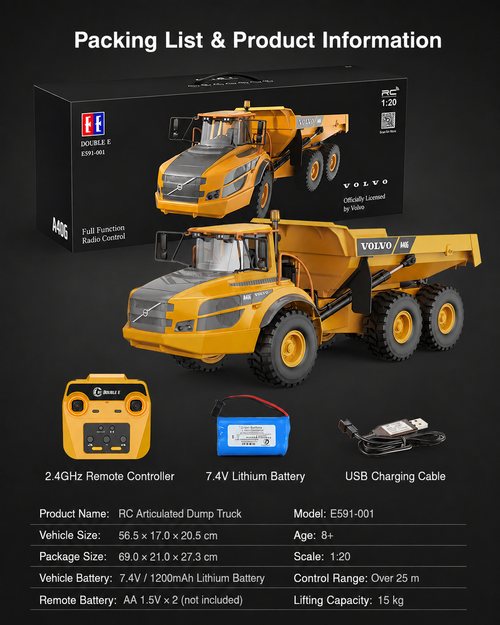 Remote-controlled articulated dump truck